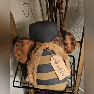 Striped Black and Tan Primitibr Bee Decor